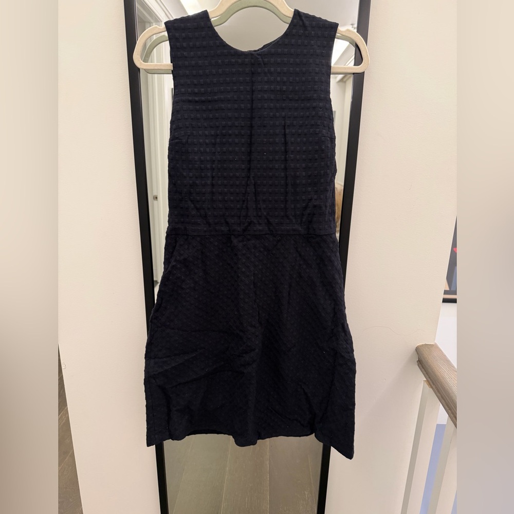 Theory Navy Dress with Textured Fabric - Size 10